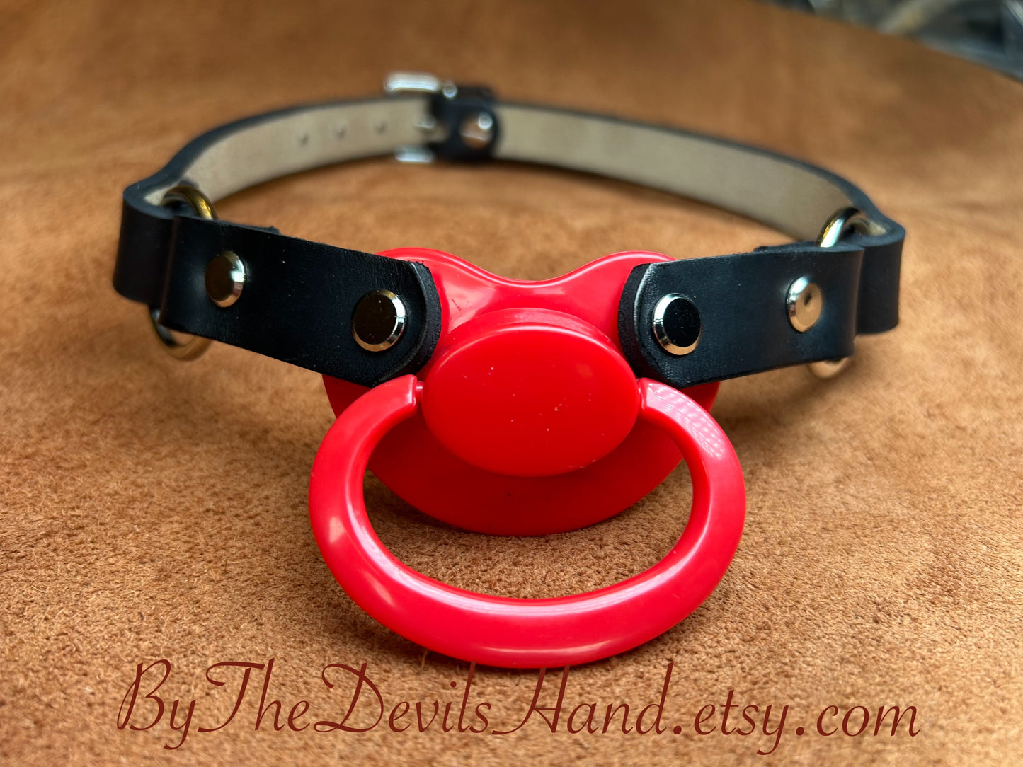 Pacifier Gag With Straps Made Of Horween Chromexcel Black Leather (Copy)