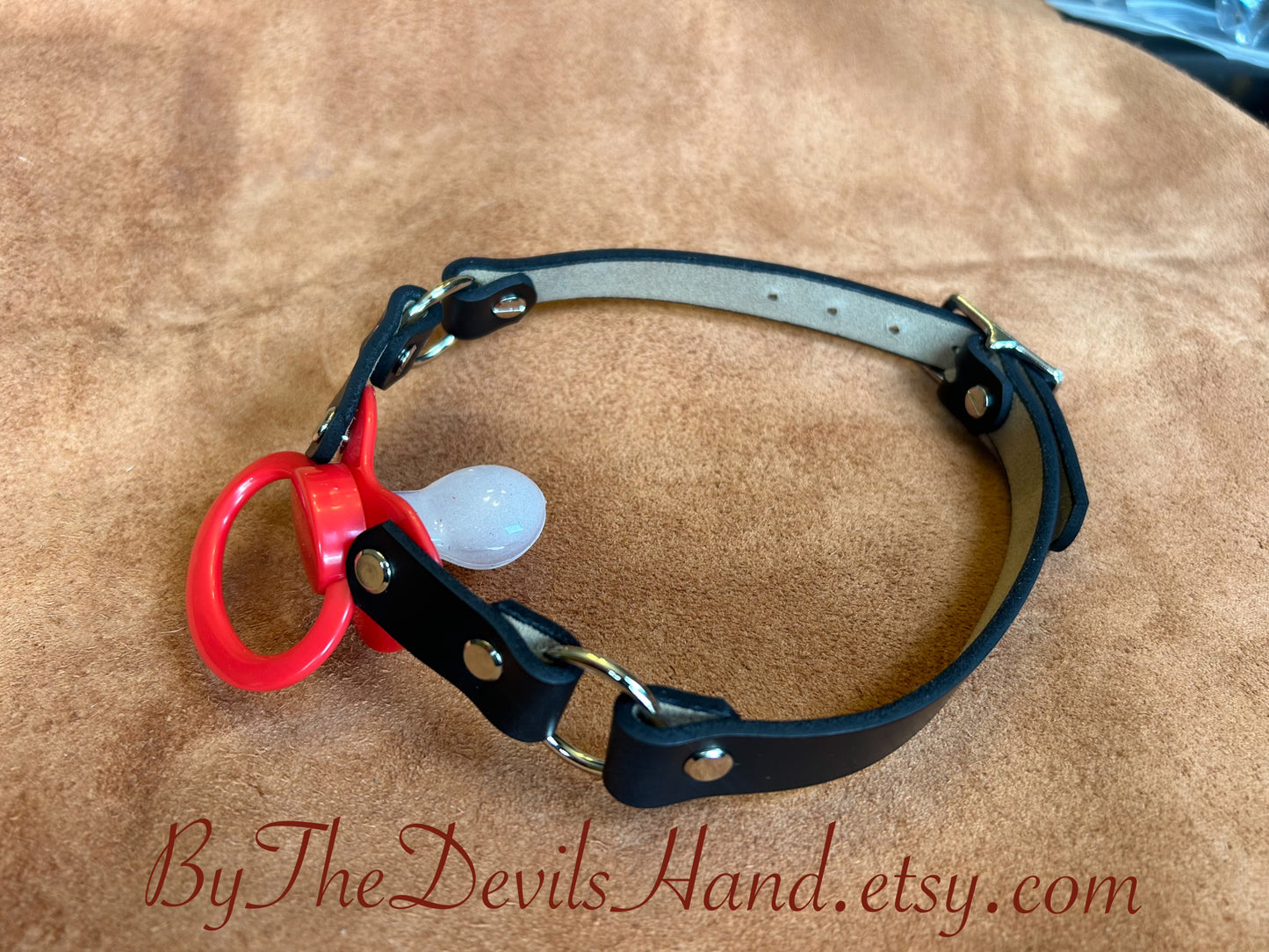 Pacifier Gag With Straps Made Of Horween Chromexcel Black Leather (Copy)