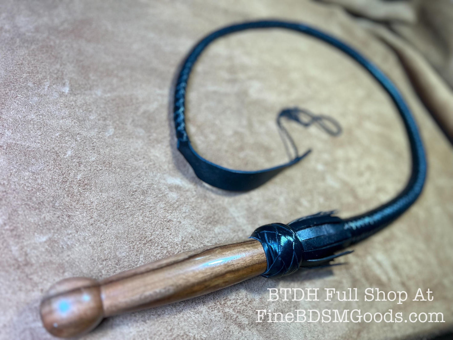 Classy Braided Black Leather Single Tail Helicopter Whip 58 Inches