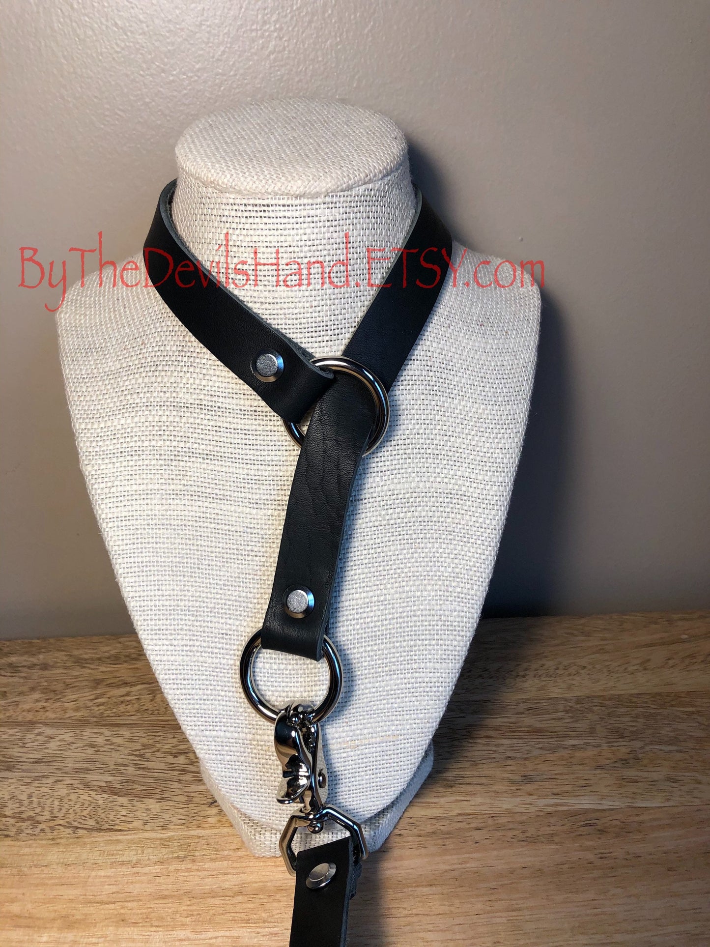 Leather Choke Collar With Matching Leash In Black Essex Super Soft Horween Leather -Pretty, Functional, Durable (BKE-BE)