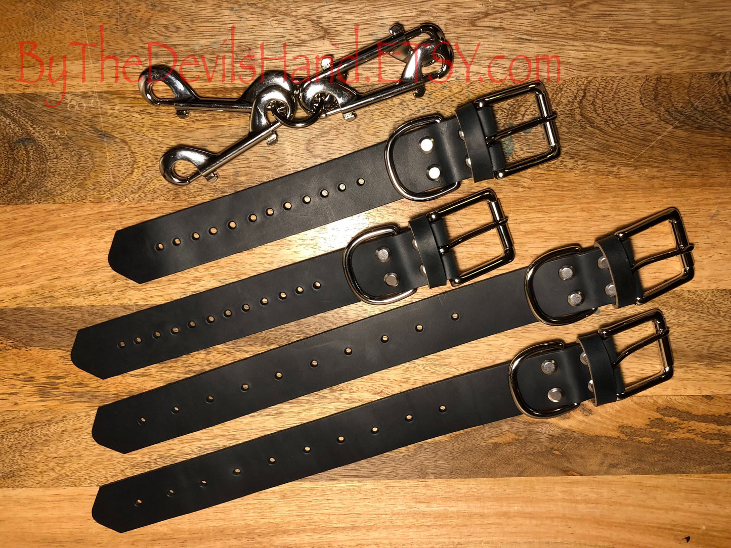 Wrist And Ankle Restraint Set - Handmade Horween Navy Chromexcel Leather Straps (NAC-BE)