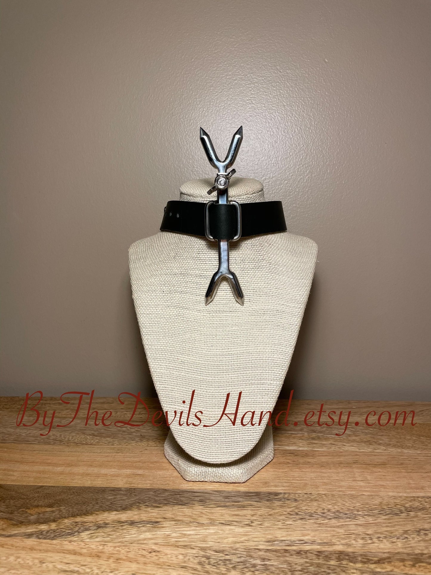 Heretic’s Fork Pointed Collar With Horween Black Essex Leather Strap - Adjustable (BKE-BE)