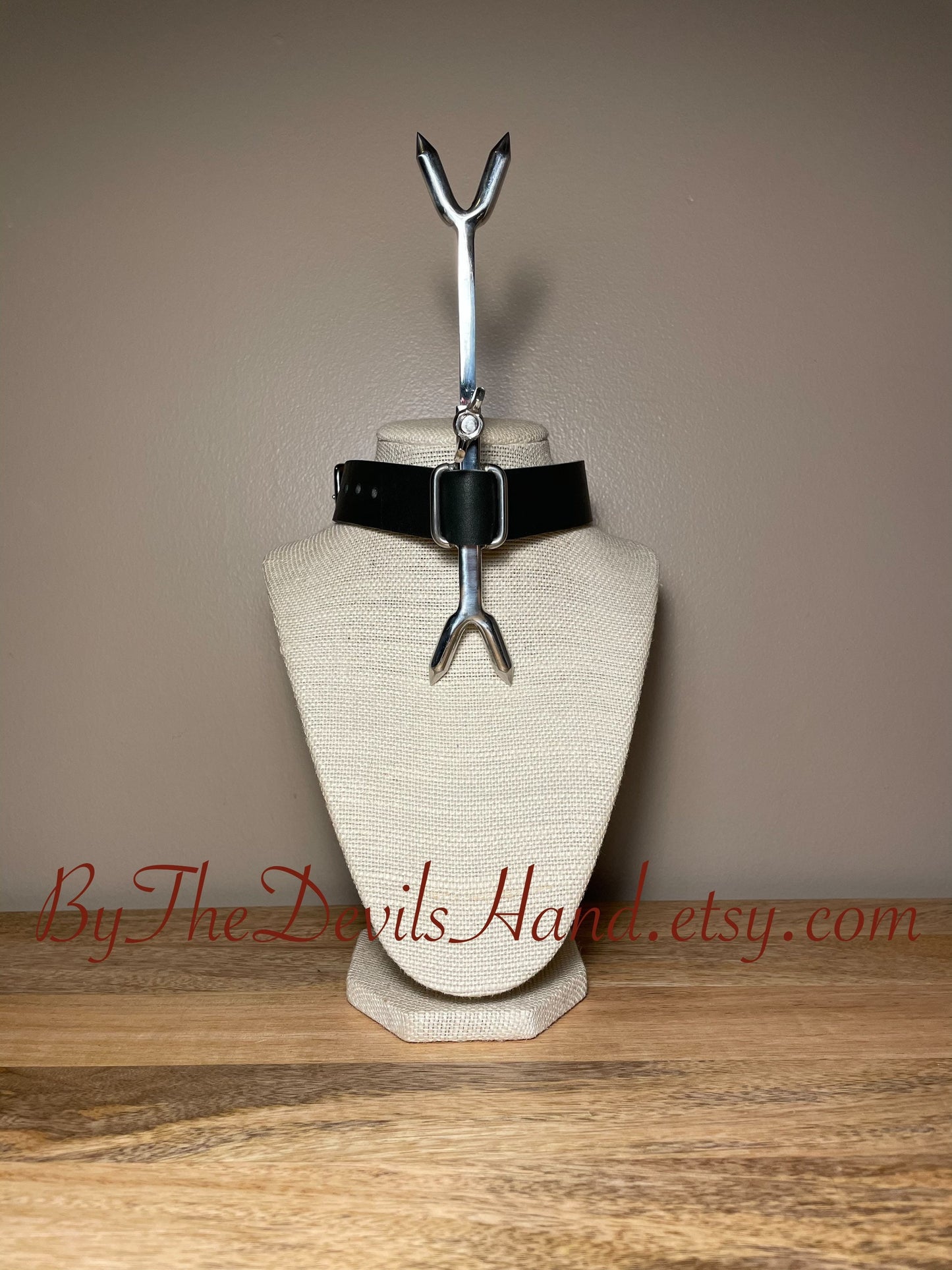 Heretic’s Fork Pointed Collar With Horween Black Essex Leather Strap - Adjustable (BKE-BE)