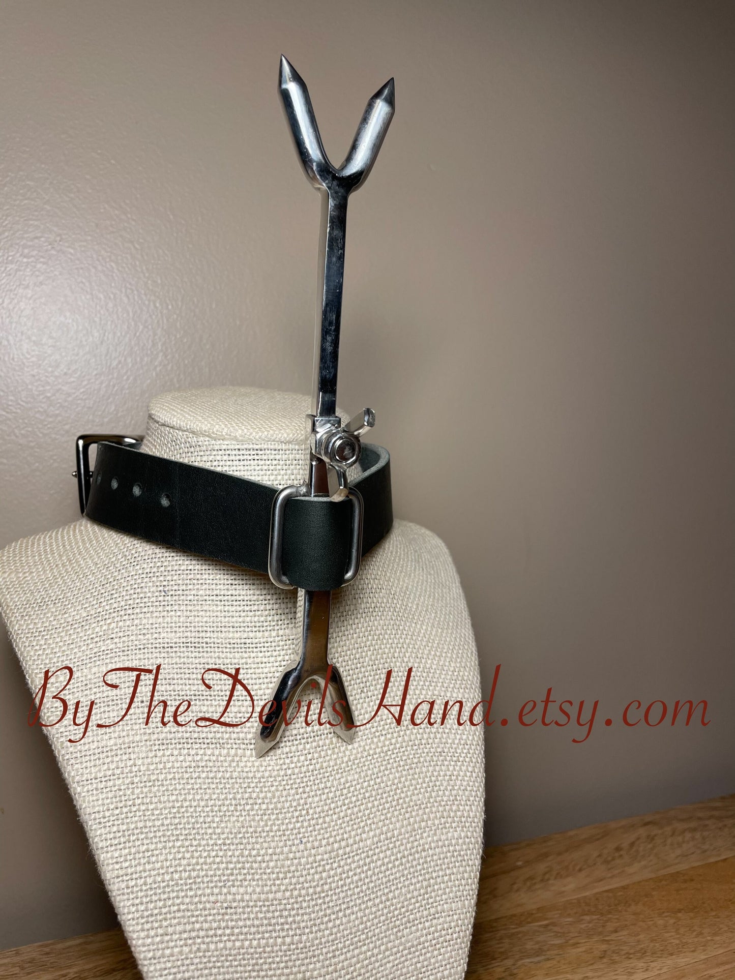 Heretic’s Fork Pointed Collar With Horween Black Essex Leather Strap - Adjustable (BKE-BE)