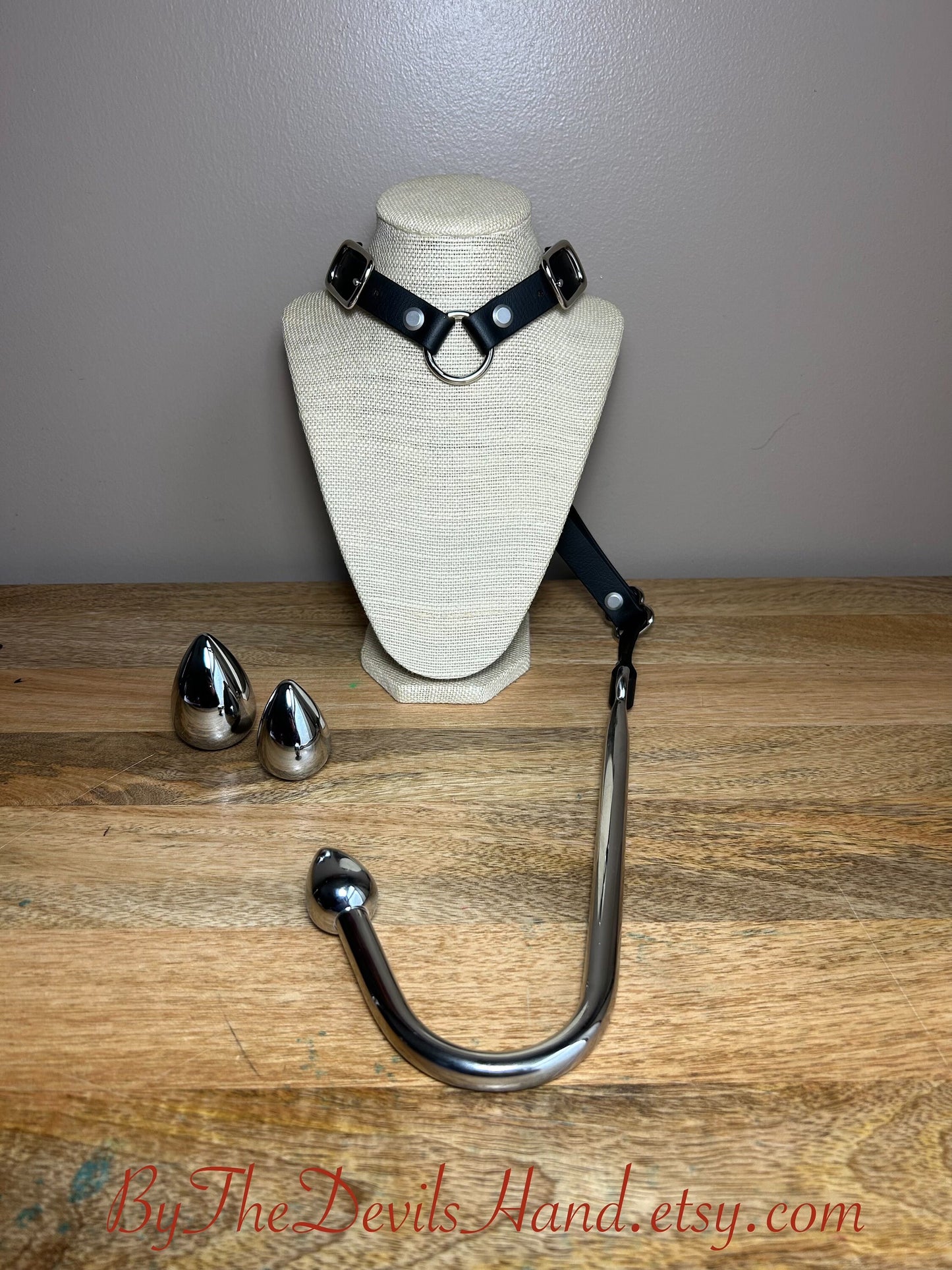 Ass Hook Rig Three Ball Made Of Waterproof Vegan Equestrian Strap - Black - Pretty, Functional, Durable (ESB-BE) Anal Hook Butt Hook