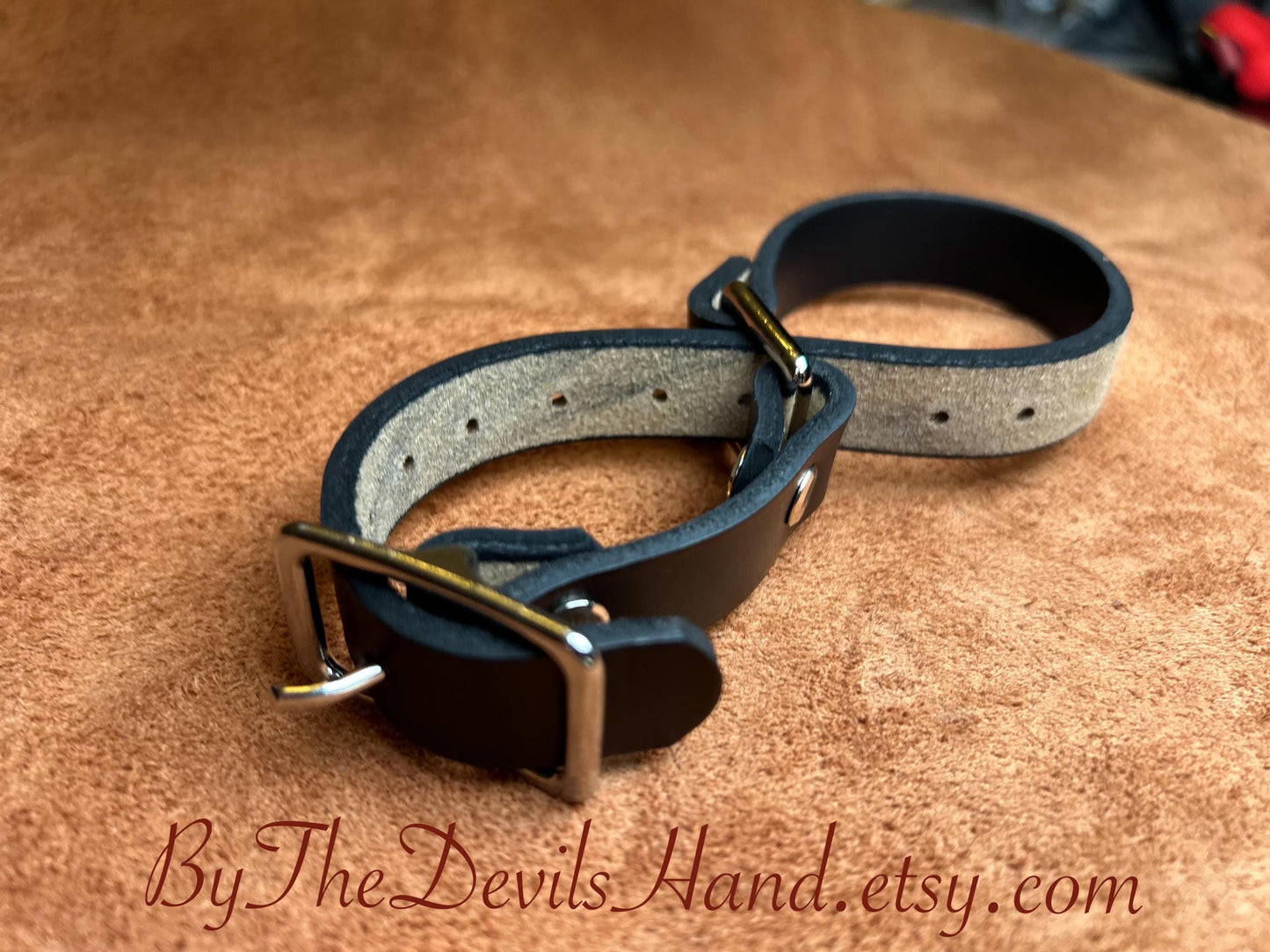 Leather Hand Cuff Wrist Restraint Multiple Colors Vegan Options