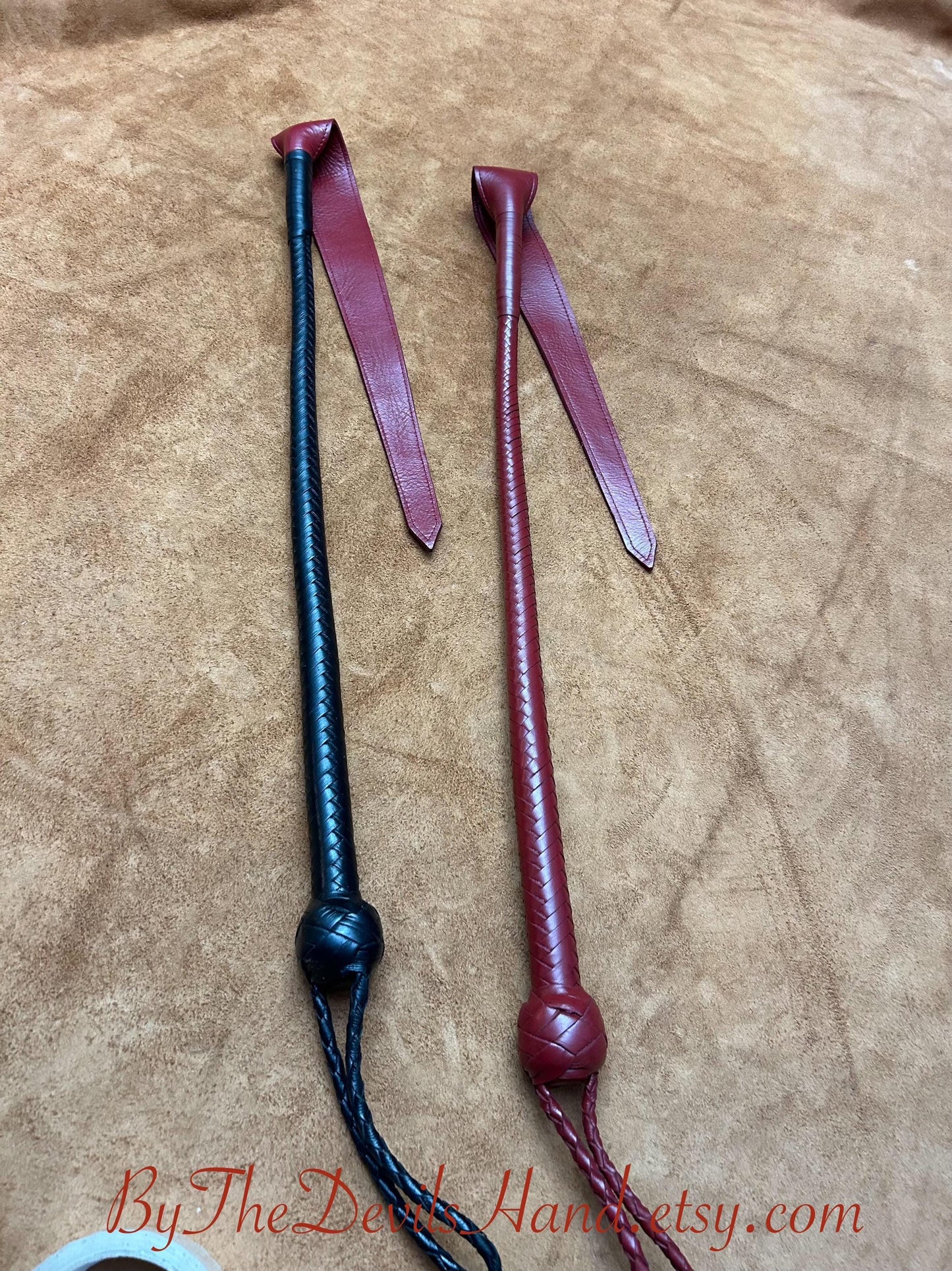 Dragon's Tail Whip - 42 Inches Total Length - Aztec Red & Satin Black