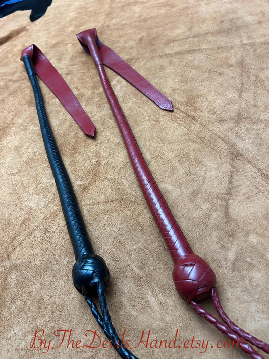 Dragon's Tail Whip - 42 Inches Total Length - Aztec Red & Satin Black
