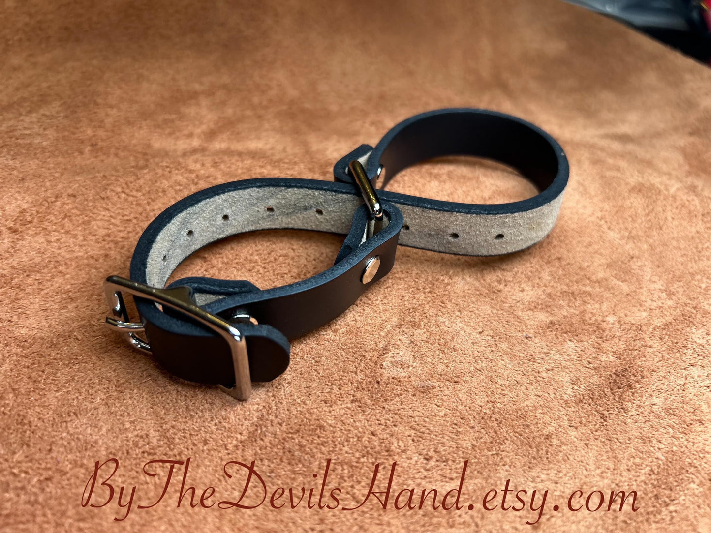 Leather Hand Cuff Wrist Restraint Multiple Colors Vegan Options